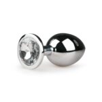 Metal Butt Plug Silver/Clear - M