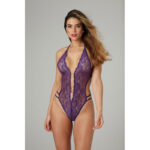 Renee Lace Thong Bodysuit - Purple