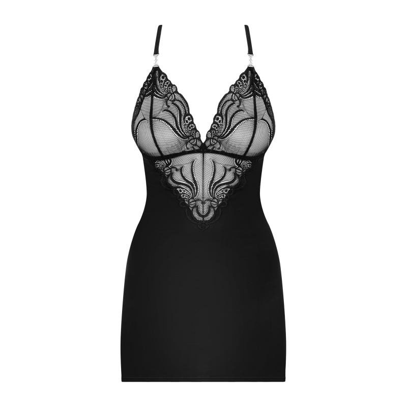 Negligee With Mesh And Crossed Straps