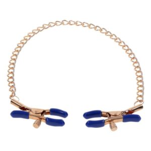 Cougar Nipple Clamps with Chain - Gold