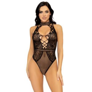 Fishnet Lace Bodysuit - Black