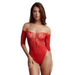Crotchless Rhinestone Teddy - Red