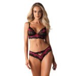 Obsessive - Tulia 2-piece Bra Set - Black/Pink