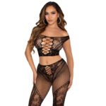 Leg Avenue - Off-Shoulder Crop Top & Legging Set - Black