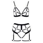 Cottelli LINGERIE - Ouvert Set Bra & Thong - Black