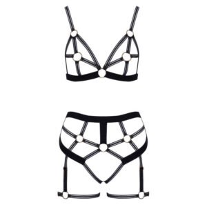 Cottelli LINGERIE - Ouvert Set Bra & Thong - Black
