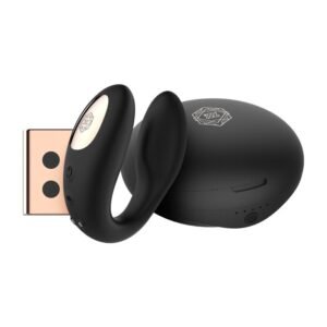 Rosy Gold - C-Shape Vibrator with Luxury Charging Case - Black