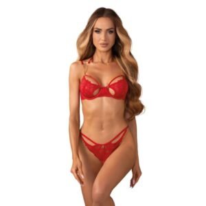 Obsessive - Matildea 2-Piece Crotchless Set - Red