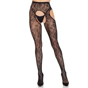 Leg Avenue - Bloom Net Suspender Tights - Black