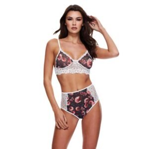 Baci Lingerie - GREY FLORAL & LACE Bra Set - White