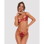 Obsessive - Luise Sublim 2-pcs Crotchless Set - Red