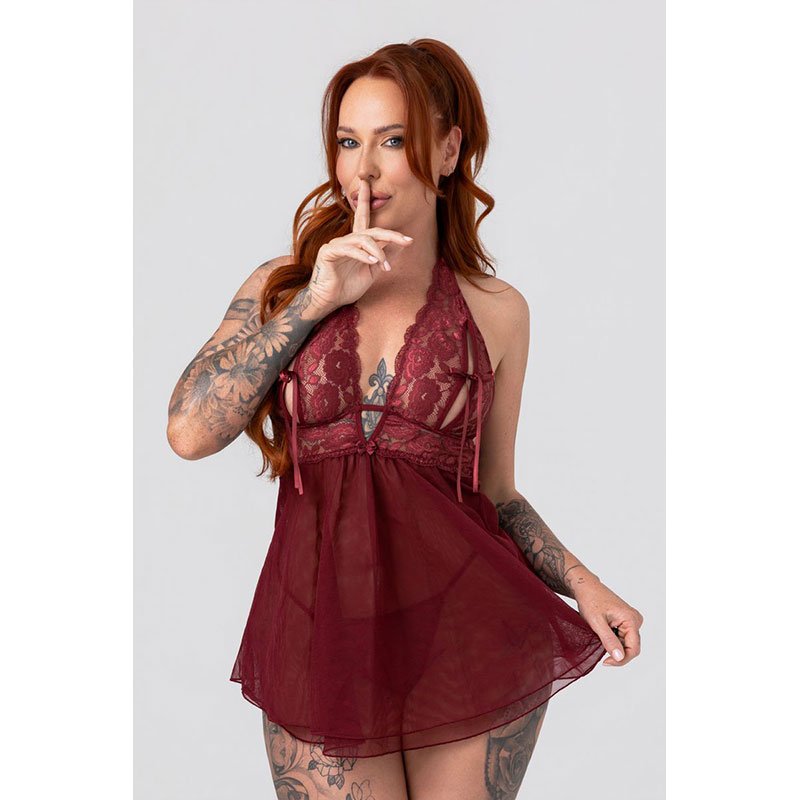 Christine - Open Cup Babydoll Nataly - Red