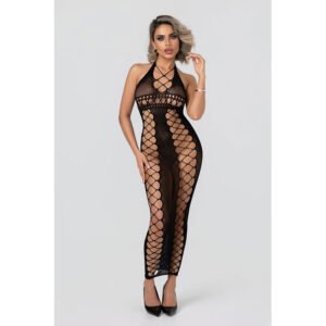 Christine - Midnight Fishnet Cut-Out Dress