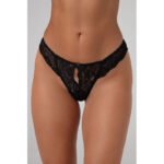 Christine - Lace String With Open Crotch Marzia - Black